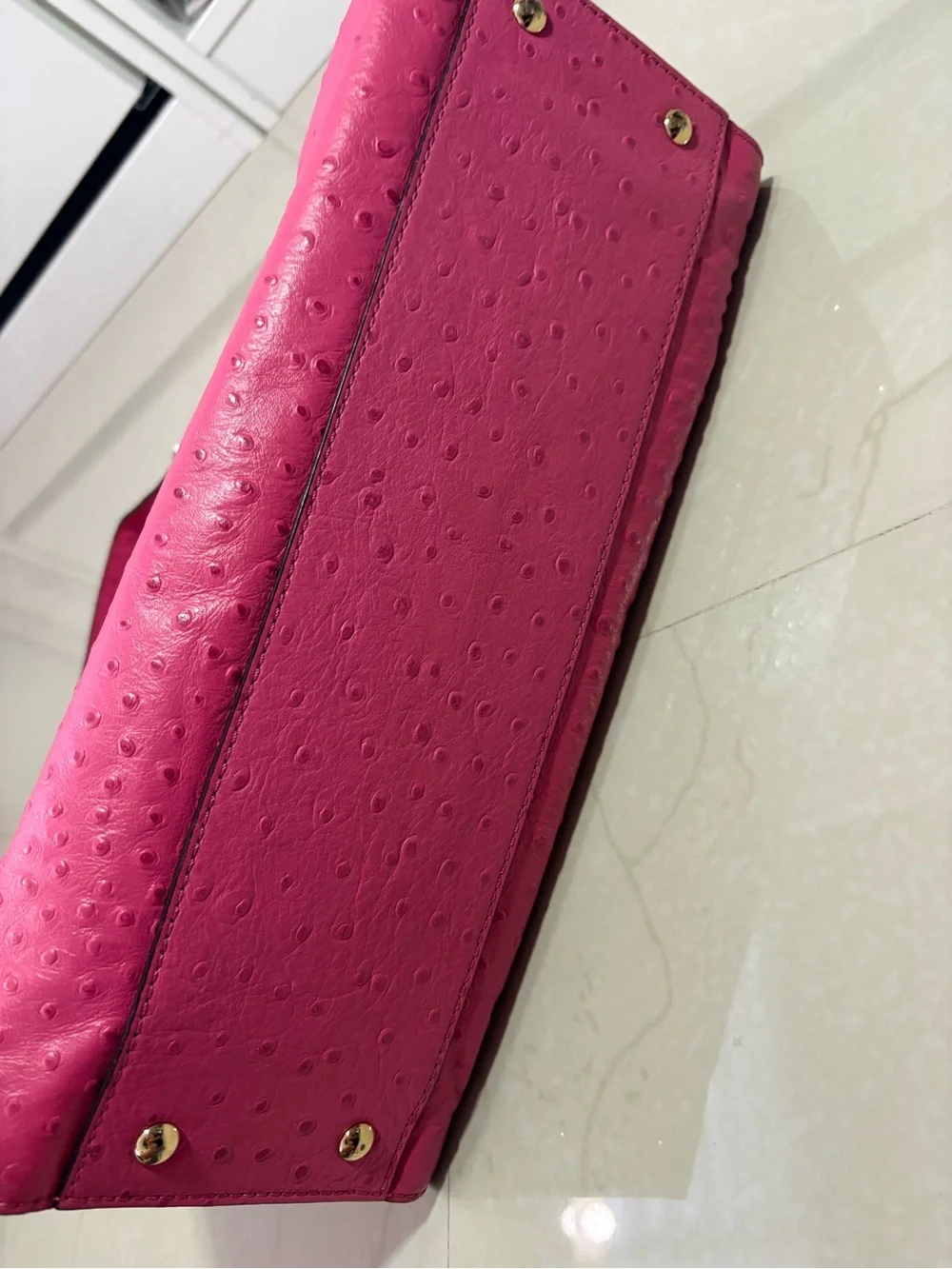 Michael Kors Bright Pink Hamilton Leather Satchel with Gold Hardware